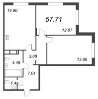 3 ккв (Евро) № 4.36 Корп.: 4 , Секция 1  в ЖК VEREN NORT сертолово