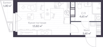 Студия № 9.90 Корп.: 9 , Секция 9  в ЖК ВЕРЕН НОРТ сертолово