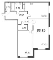 3 ккв (Евро) № 3.12 Корп.: 3 , Секция 1  в ЖК VEREN NORT сертолово