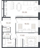 3 ккв (Евро) № 10 Корп.: 2 , Секция 1  в ЖК VI Квартал
