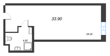 Студия № 1015 Корп.: 1 , Секция 1  в ЖК VIDI