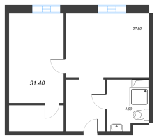 2 ккв (Евро) № 1047 Корп.: 1 , Секция 1  в ЖК VIDI