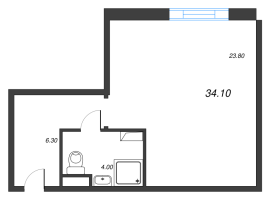 Студия № 1057 Корп.: 1 , Секция 1  в ЖК VIDI