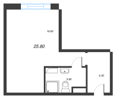 Студия № 1049 Корп.: 1 , Секция 1  в ЖК VIDI