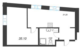 1 ккв № 1037 Корп.: 1 , Секция 1  в ЖК VIDI