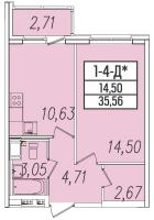 1 ккв № 78 Дом: 61 Корп.: 1 Уч. 1-2 , Секция 1  в ЖК Valo