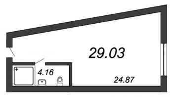 Студия № 97 Дом: 61 Корп.: 2 , Секция 1  в ЖК Valo