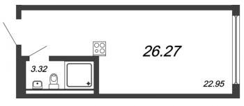 Студия № 375 Дом: 61 Корп.: 3 , Секция 3  в ЖК Valo