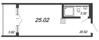 Студия № 402 Дом: 61 Корп.: 3 , Секция 3  в ЖК Valo