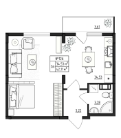 Студия № 126 Корп.: 2.2 , Секция 10  в ЖК Верево Сити