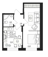 1 ккв № 112 Корп.: 2.2 , Секция 10  в ЖК Верево Сити