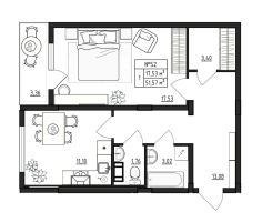 1 ккв № 52 Корп.: 2.4 , Секция 17  в ЖК Верево Сити