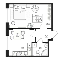 1 ккв № 42 Корп.: 2.2 , Секция 7  в ЖК Верево Сити