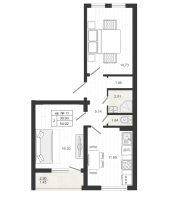 2 ккв № 11 Корп.: 1.7 , Секция 1  в ЖК Верево Сити