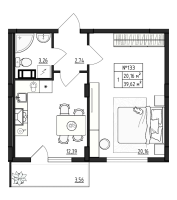 1 ккв № 133 Корп.: 2.3 , Секция 15  в ЖК Верево Сити