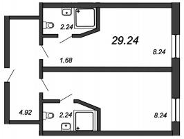 1 ккв № 924 Дом: 68Ж , Секция 1  в ЖК Vertical We&I