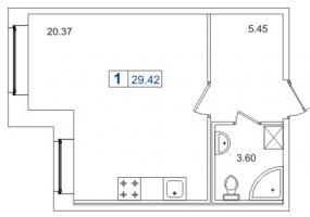 Студия № 586 Корп.: 1 , Секция 7  в ЖК Весна 3