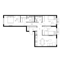 4 ккв (Евро) № 2.5.6 Корп.: 7 , Секция 2  в ЖК Витебский парк