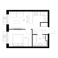 2 ккв (Евро) № 4.2.3 Корп.: 7 , Секция 4  в ЖК Витебский парк