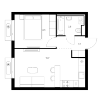 2 ккв (Евро) № 2.3.4 Корп.: 6 , Секция 2  в ЖК Витебский парк