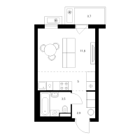 Студия № 4.4.8 Корп.: 6 , Секция 4  в ЖК Витебский парк
