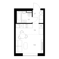 Студия № 4.1.2 Корп.: 6 , Секция 4  в ЖК Витебский парк