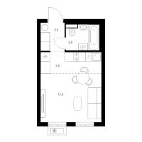 Студия № 3.11.8 Корп.: 6 , Секция 3  в ЖК Витебский парк