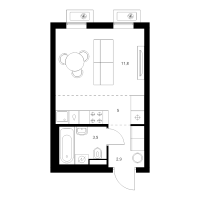 Студия № 4.7.8 Корп.: 6 , Секция 4  в ЖК Витебский парк