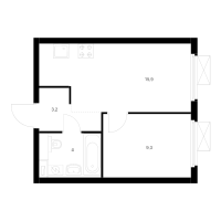 2 ккв (Евро) № 1.13.3 Корп.: 5 , Секция 1  в ЖК Витебский парк