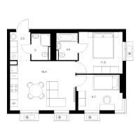 3 ккв (Евро) № 4.3.11 Корп.: 6 , Секция 4  в ЖК Витебский парк