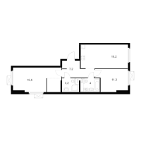 3 ккв (Евро) № 3.8.1 Корп.: 5 , Секция 3  в ЖК Витебский парк