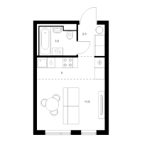 Студия № 1.9.3 Корп.: 6 , Секция 1  в ЖК Витебский парк