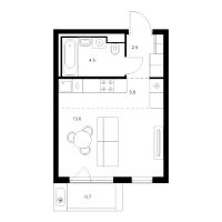 Студия № 2.3.5 Корп.: 6 , Секция 2  в ЖК Витебский парк