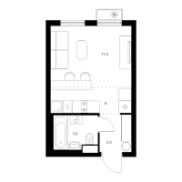 Студия № 1.6.9 Корп.: 7 , Секция 1  в ЖК Витебский парк