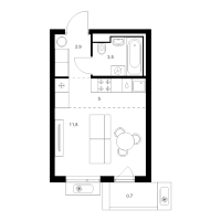 Студия № 2.6.2 Корп.: 6 , Секция 2  в ЖК Витебский парк