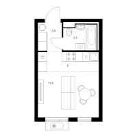 Студия № 2.8.2 Корп.: 6 , Секция 2  в ЖК Витебский парк
