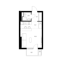 Студия № 4.12.8 Корп.: 7 , Секция 4  в ЖК Витебский парк