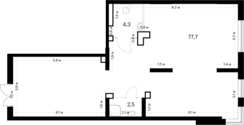 К. пом № ПОН 14 Корп.: 7 , Секция 3  в ЖК Витебский парк