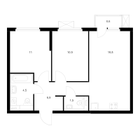 3 ккв (Евро) № 4.10.3 Корп.: 5 , Секция 4  в ЖК Витебский парк