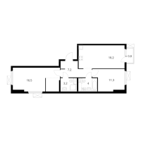 3 ккв (Евро) № 3.3.1 Корп.: 5 , Секция 3  в ЖК Витебский парк