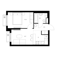 1 ккв № 1.11.13 Корп.: 7 , Секция 1  в ЖК Витебский парк