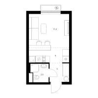 Студия № 1.6.7 Корп.: 7 , Секция 1  в ЖК Витебский парк