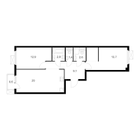 3 ккв (Евро) № 2.12.14 Корп.: 5 , Секция 2  в ЖК Витебский парк