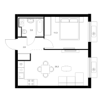 2 ккв (Евро) № 4.7.13 Корп.: 7 , Секция 4  в ЖК Витебский парк