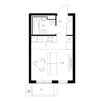 Студия № 2.4.3 Корп.: 6 , Секция 2  в ЖК Витебский парк