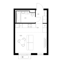 Студия № 2.10.5 Корп.: 6 , Секция 2  в ЖК Витебский парк