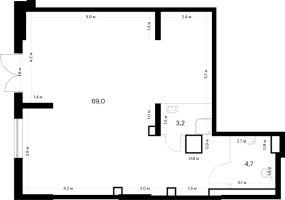 К. пом № ПОН 11 Корп.: 7 , Секция 2  в ЖК Витебский парк