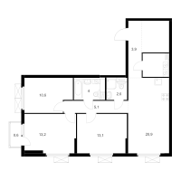 4 ккв (Евро) № 1.12.8 Корп.: 5 , Секция 1  в ЖК Витебский парк