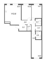4 ккв (Евро) № 67 Корп.: 1 , Секция 2  в ЖК Визионер