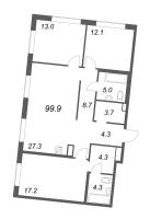 4 ккв (Евро) № 155 Корп.: 2 , Секция 4  в ЖК Визионер